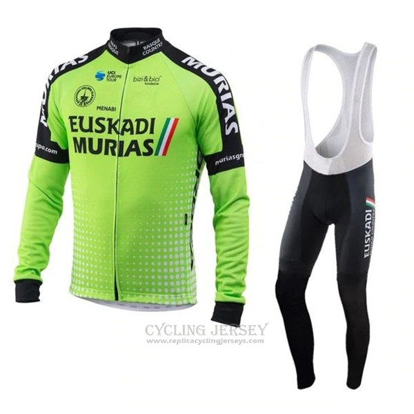 2018 Cycling Jersey Euskadi Murias Green Long Sleeve and Bib Tight